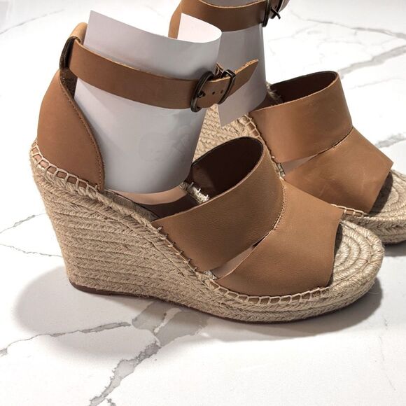 Treasure & Bond | Tan Leather Platform Espadrilles Wedge Sandals Women’s Size 8 - Picture 3 of 11